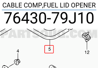 Suzuki 7643079J10 CABLE COMP,FUEL LID OPENER