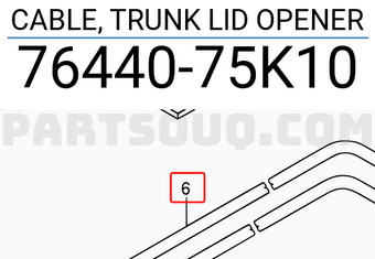 Suzuki 7644075K10 CABLE, TRUNK LID OPENER