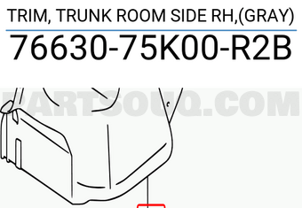 Suzuki 7663075K00R2B TRIM, TRUNK ROOM SIDE RH,(GRAY)