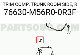 Suzuki 76630M56R00R3F TRIM COMP, TRUNK ROOM SIDE, R