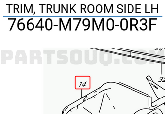 Suzuki 76640M79M00R3F TRIM, TRUNK ROOM SIDE LH