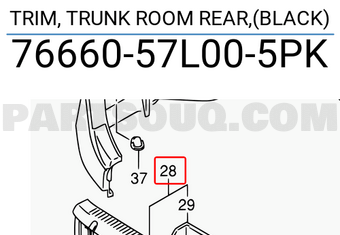 Suzuki 7666057L005PK TRIM, TRUNK ROOM REAR,(BLACK)