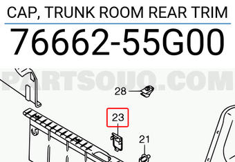 Suzuki 7666255G00 CAP, TRUNK ROOM REAR TRIM