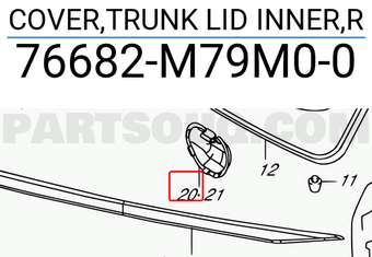 Suzuki 76682M79M00 COVER,TRUNK LID INNER,R