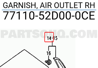 Suzuki 7711052D000CE GARNISH, AIR OUTLET RH
