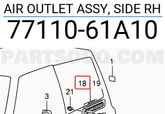 Suzuki 7711061A10 AIR OUTLET ASSY, SIDE RH