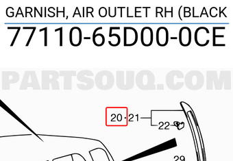 Suzuki 7711065D000CE GARNISH, AIR OUTLET RH (BLACK