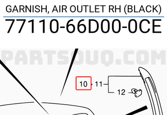 Suzuki 7711066D000CE GARNISH, AIR OUTLET RH (BLACK)