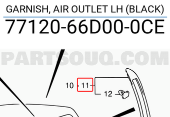 Suzuki 7712066D000CE GARNISH, AIR OUTLET LH (BLACK)