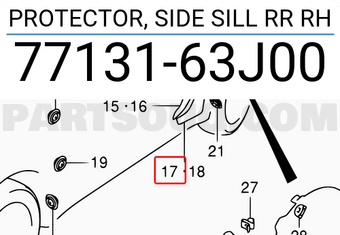 Suzuki 7713163J00 PROTECTOR, SIDE SILL RR RH