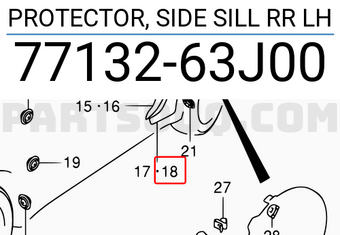 Suzuki 7713263J00 PROTECTOR, SIDE SILL RR LH