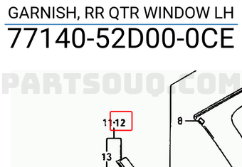 Suzuki 7714052D000CE GARNISH, RR QTR WINDOW LH