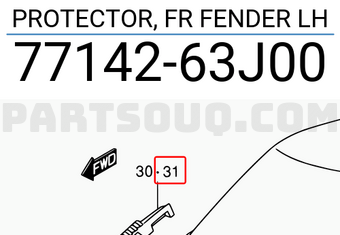 Suzuki 7714263J00 PROTECTOR, FR FENDER LH