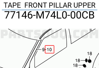 Suzuki 77146M74L000CB TAPE FRONT PILLAR UPPER