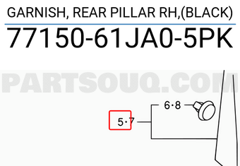 Suzuki 7715061JA05PK GARNISH, REAR PILLAR RH,(BLACK)