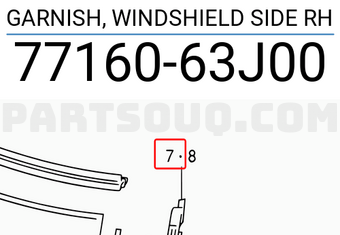 Suzuki 7716063J00 GARNISH, WINDSHIELD SIDE RH