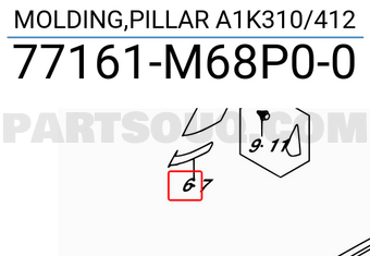 Suzuki 77161M68P00 MOLDING,PILLAR A1K310/412