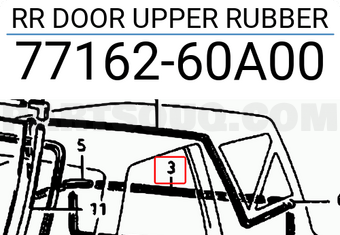Suzuki 7716260A00 RR DOOR UPPER RUBBER