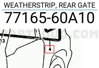 Suzuki 7716560A10 WEATHERSTRIP, REAR GATE