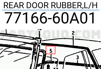 Suzuki 7716660A01 REAR DOOR RUBBER,L/H