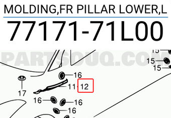 Suzuki 7717171L00 MOLDING,FR PILLAR LOWER,L