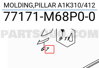 Suzuki 77171M68P00 MOLDING,PILLAR A1K310/412
