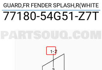Suzuki 7718054G51Z7T GUARD,FR FENDER SPLASH,R(WHITE
