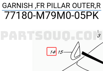 Suzuki 77180M79M005PK GARNISH ,FR PILLAR OUTER,R