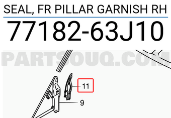 Suzuki 7718263J10 SEAL, FR PILLAR GARNISH RH