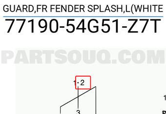 Suzuki 7719054G51Z7T GUARD,FR FENDER SPLASH,L(WHITE