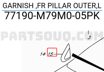 Suzuki 77190M79M005PK GARNISH ,FR PILLAR OUTER,L