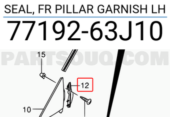 Suzuki 7719263J10 SEAL, FR PILLAR GARNISH LH