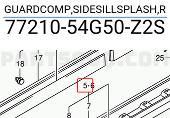 Suzuki 7721054G50Z2S GUARDCOMP,SIDESILLSPLASH,R