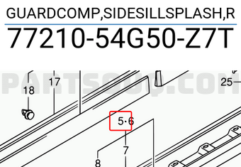 Suzuki 7721054G50Z7T GUARDCOMP,SIDESILLSPLASH,R