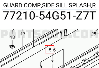 Suzuki 7721054G51Z7T GUARD COMP,SIDE SILL SPLASH,R