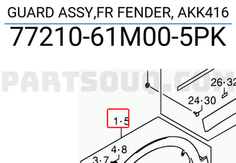 Suzuki 7721061M005PK GUARD ASSY,FR FENDER, AKK416