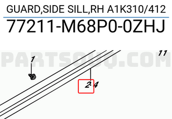 Suzuki 77211M68P00ZHJ GUARD,SIDE SILL,RH A1K310/412