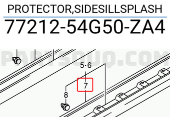 Suzuki 7721254G50ZA4 PROTECTOR,SIDESILLSPLASH