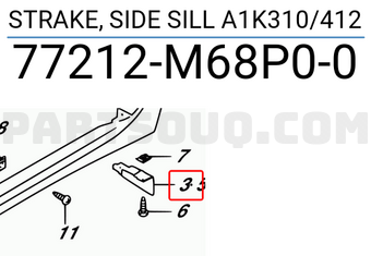 Suzuki 77212M68P00 STRAKE, SIDE SILL A1K310/412