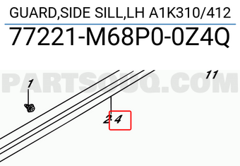 Suzuki 77221M68P00Z4Q GUARD,SIDE SILL,LH A1K310/412