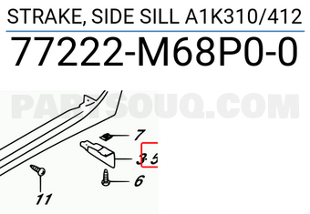 Suzuki 77222M68P00 STRAKE, SIDE SILL A1K310/412