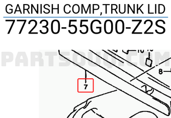 Suzuki 7723055G00Z2S GARNISH COMP,TRUNK LID