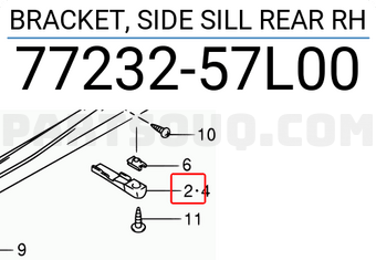 Suzuki 7723257L00 BRACKET, SIDE SILL REAR RH