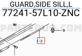 Suzuki 7724157L10ZNC GUARD,SIDE SILL,L
