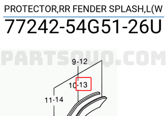 Suzuki 7724254G5126U PROTECTOR,RR FENDER SPLASH,L(W