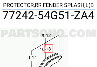 Suzuki 7724254G51ZA4 PROTECTOR,RR FENDER SPLASH,L(B