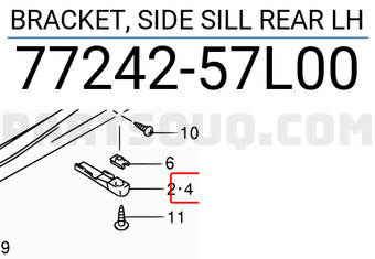 Suzuki 7724257L00 BRACKET, SIDE SILL REAR LH