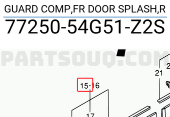 Suzuki 7725054G51Z2S GUARD COMP,FR DOOR SPLASH,R