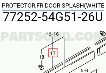 Suzuki 7725254G5126U PROTECTOR,FR DOOR SPLASH(WHITE