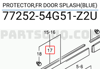 Suzuki 7725254G51Z2U PROTECTOR,FR DOOR SPLASH(BLUE)